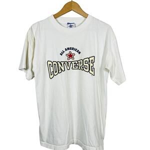Vintage Converse All American Graphic Tee Single Stitch White Short Sleeve - L